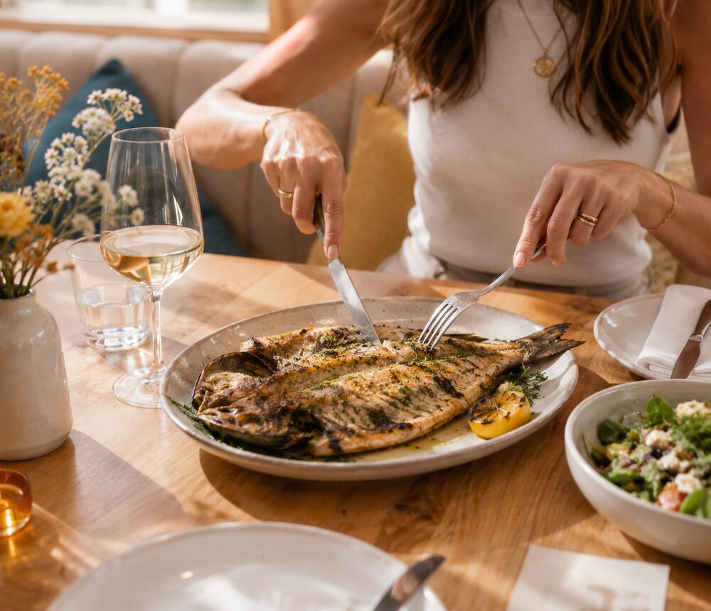 A whole grilled fish